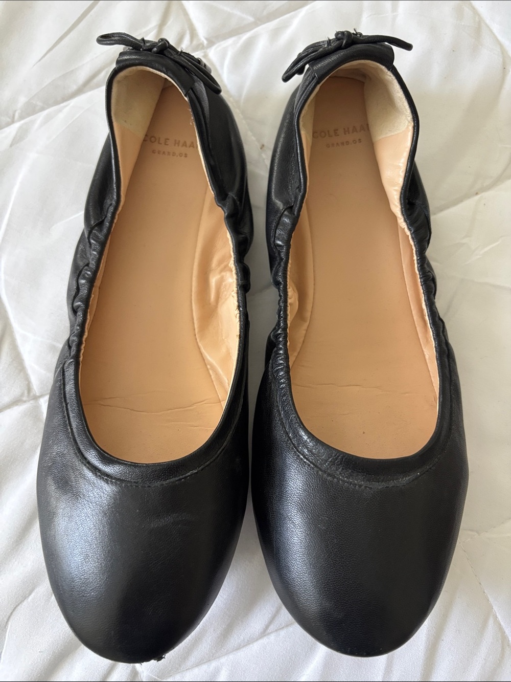 Size 8.5 Cole Haan Black Leather Bow Ballet Flats